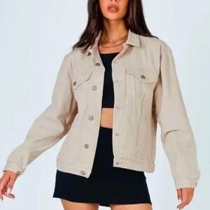 Beige Princess Polly Oversized Denim Jacket S/M
